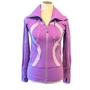 Lululemon Full Zip In Stride Jacket •6• Purple Hooded Thumbholes Hoodie